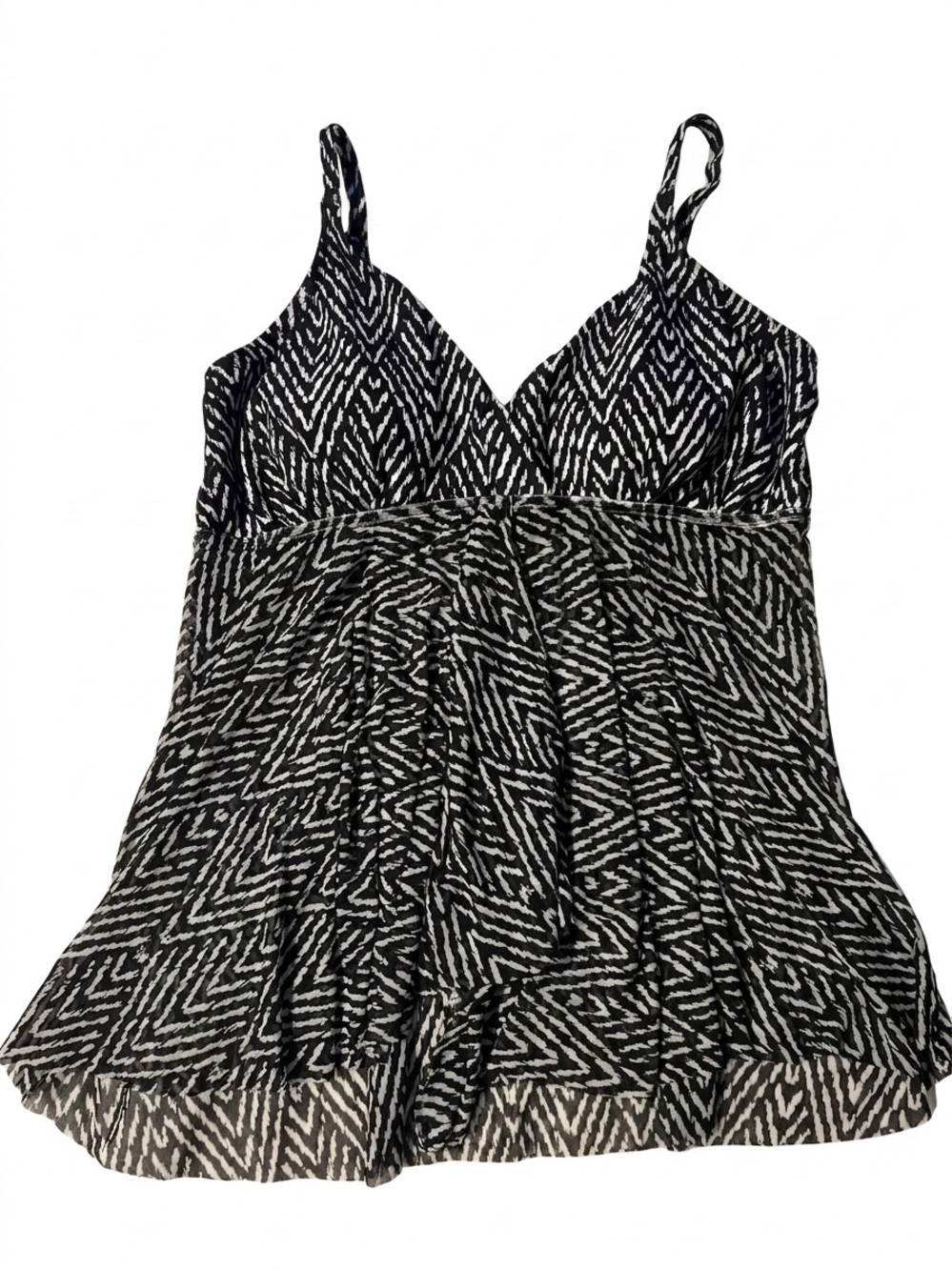 Merona Black and White V-Neck Tankini Swimwear Top